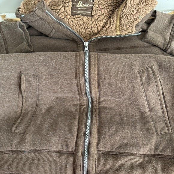 G.H. Bass & Co Mens Full Zip Hooded Fleece Jacket Outdoors Brown Barn Utility - Picture 11 of 15